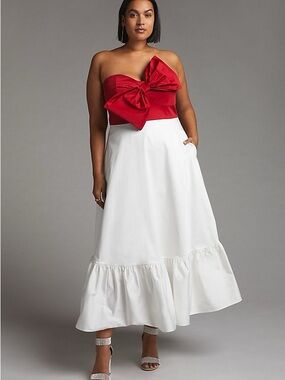 Anthropologie Hutch Colorblock Bow Maxi Dress NWOT Size 8 Statement Strapless